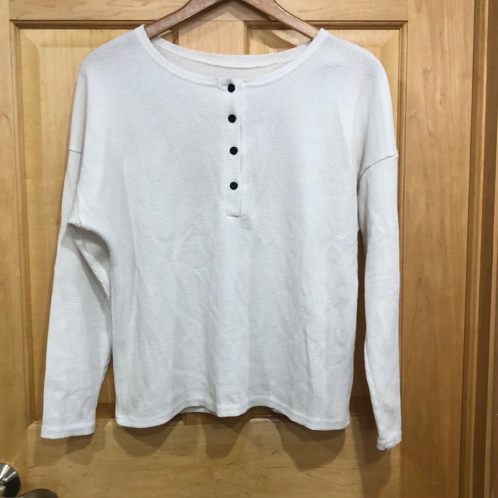 White Waffle Long Sleeve size S